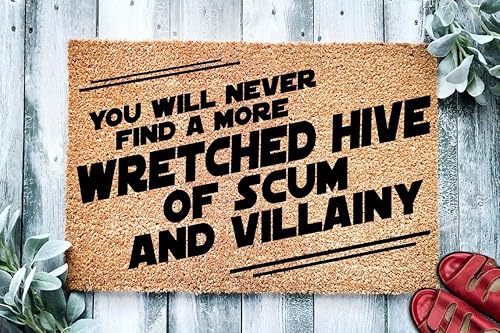 Miniatura 2 de Miserable colmena de escoria y villanía  Felpudo divertido  Felpudo divertido de ciencia ficción  Tapete de bienvenida  Tapete divertido para puerta