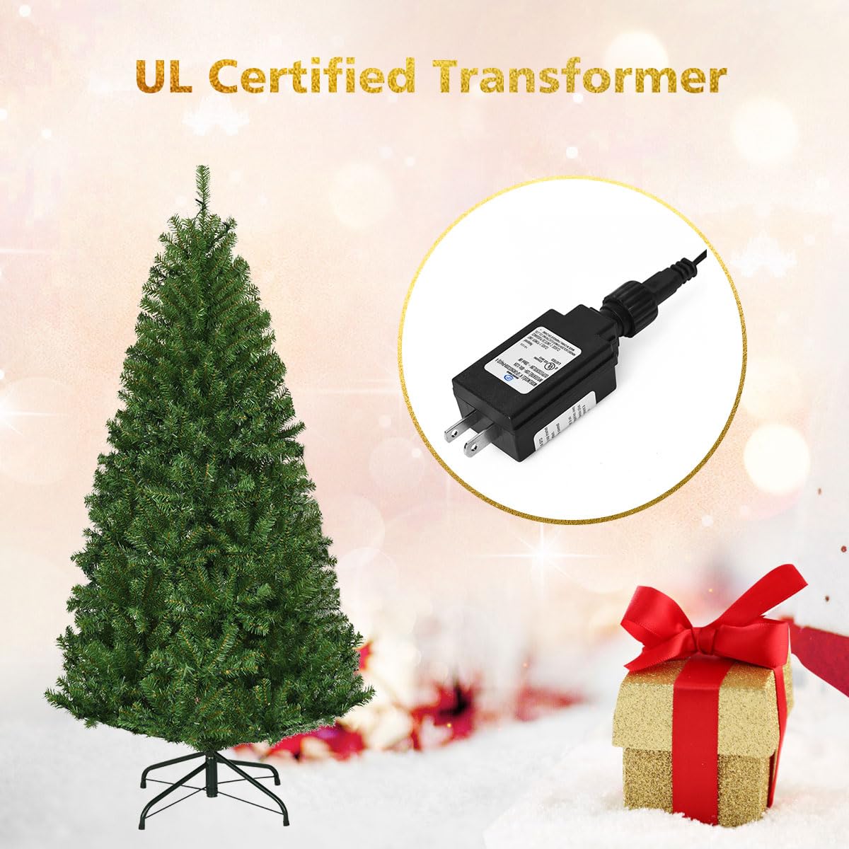 Árbol De Navidad Artificial Plegable Con Luces LED | 1.2m O 1.5m Ramas Densas | Pop-up Fácil Montaje | Decoración Navideña Ahorro Espacio