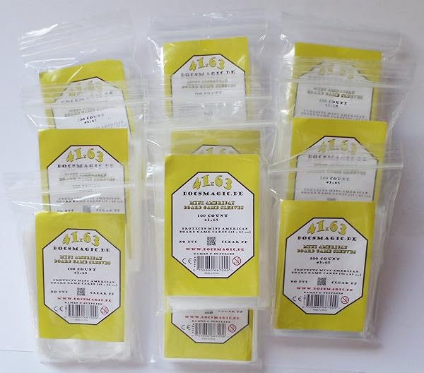 docsmagic.de 1.000 Mini American Board Game Sleeves - 10 Packs - 41 x 63 - Small US - 43 x 65 - 1