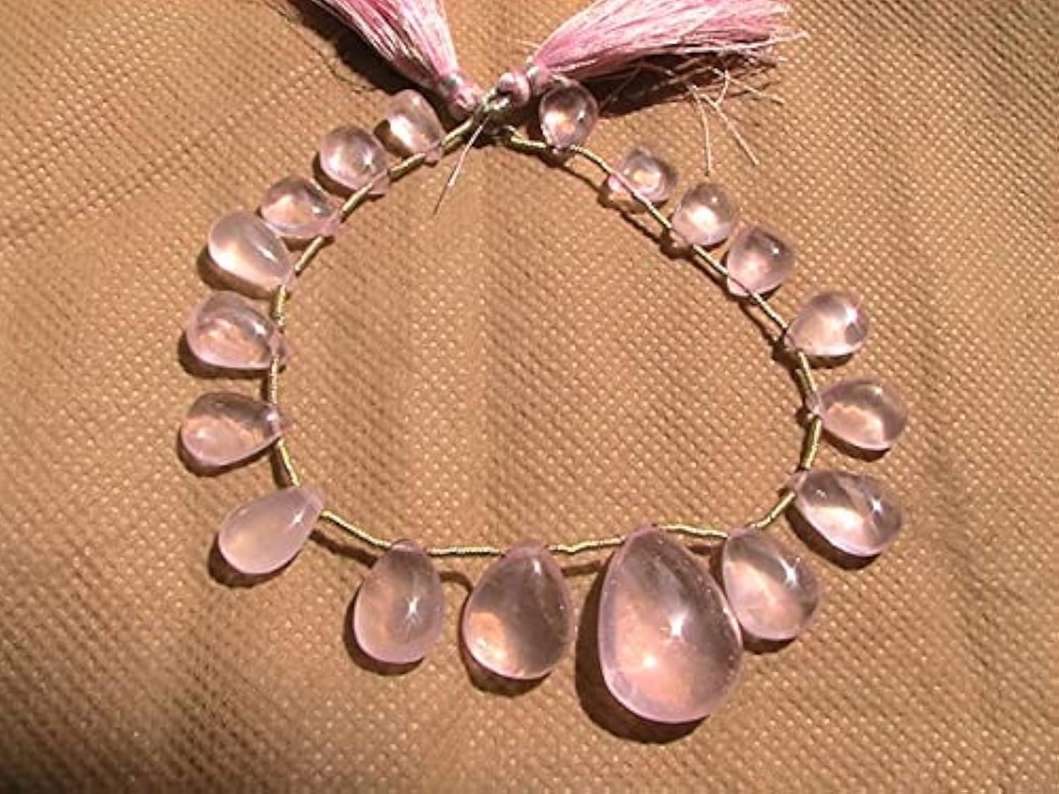 Rose quartz smooth pear focal beads en pierres naturelles polies haut de gamme
