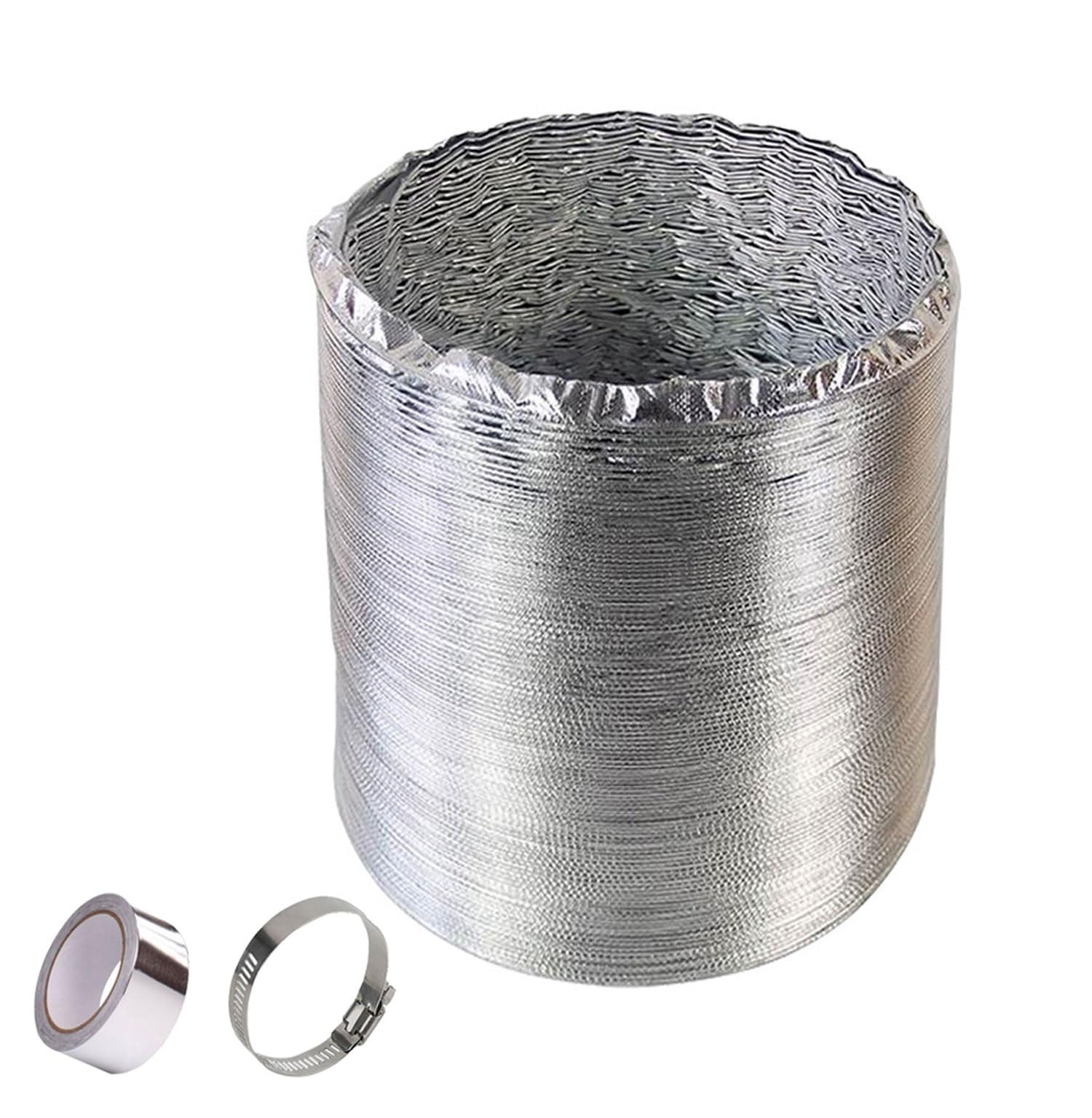 Aluminiowa folia izolująca ciepło, Przewody wentylacyjne Aluminiowy wąż kanałowy Srebrny 80-200mm 1,5-5m 3 szt(5m,100mm)