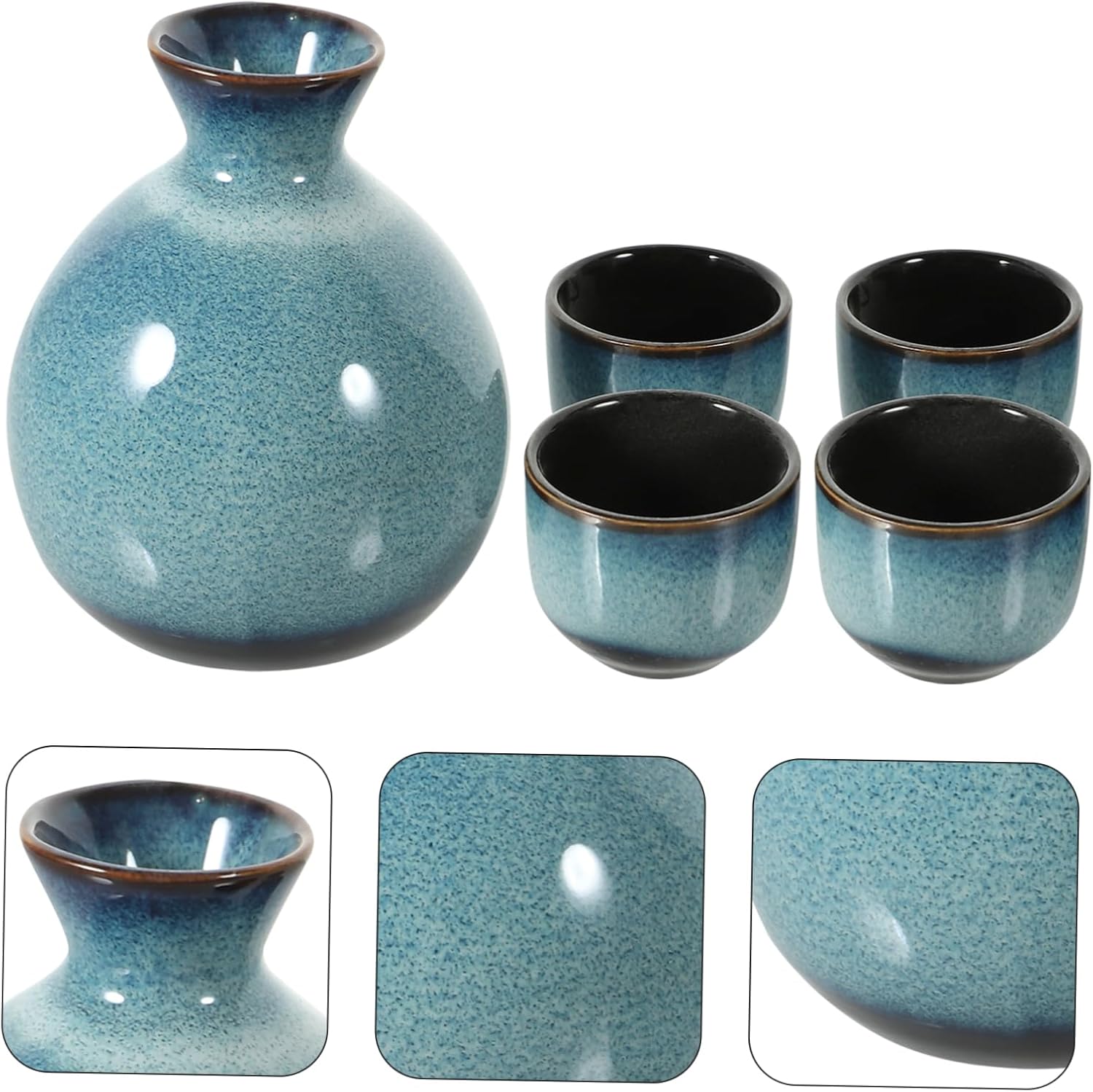 Gatuida 1set Vintage Japanese Style Sake Kettle and Cups Random Color Sake Supplies for Restaurants Tea Houses and Home Use Safe and