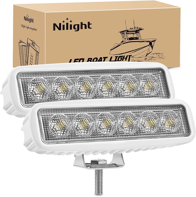 Barra de luz LED marítima Nilight 18 W com feixe aberto de 150° – 2 unidades