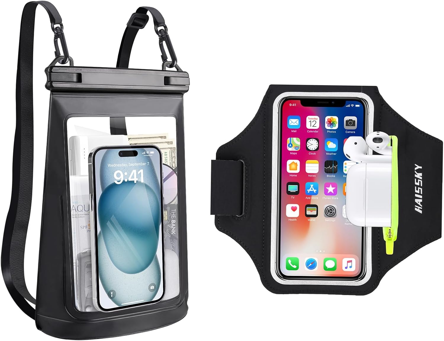 Armband and Waterproof Phone Pouch Combo - Ideal for Sports and Outdoor Activities