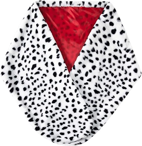 Miniatura 2 de Kewlent 3 piezas de Halloween Deville abrigo para mujer, disfraz de chal dálmata, bufanda, accesorios de cosplay