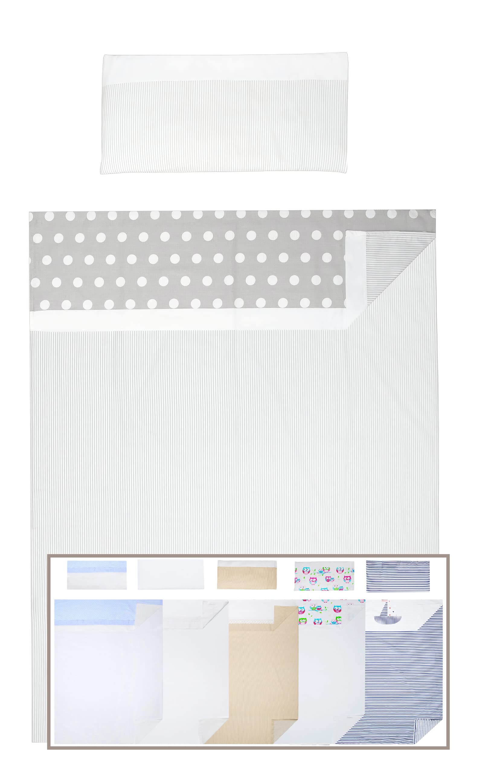Vizaro - Set Lenzuola Per Lettino 60x120cm - 3 Pezzi - 100% Cotone - Premium made in EU senza sostanze nocive - Linee E Puntini