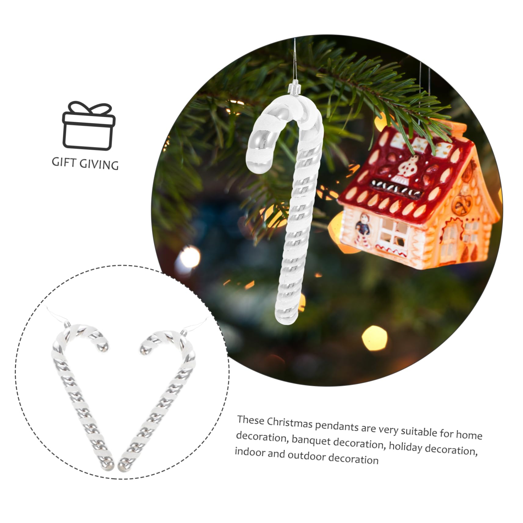 Ciieeo 8 STK Weihnachtsstock Weihnachtsbaum Hängende Ornamente Zuckerstangen-Ornamente Weihnachtsbaum Anhänger Weihnachtsschmuck Zuckerstange Weihnachtsbonbonverzierung Rot Plastik