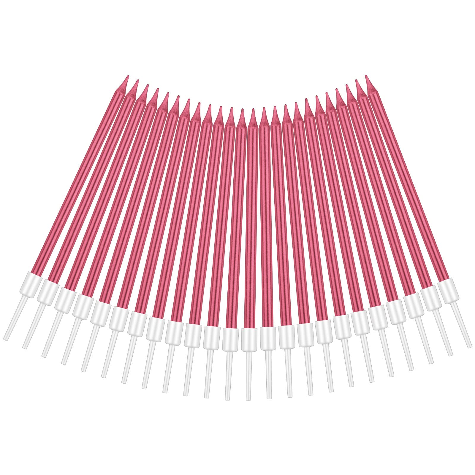 URAQT Geburtstagskerzen Kuchen, 24 Stück Lange Geburtstagskerzen mit Haltern für Kinder & Erwachsene, Dekorative Geburtstagstorte, Hochzeitsparty, Abschlussfeier (Rot)