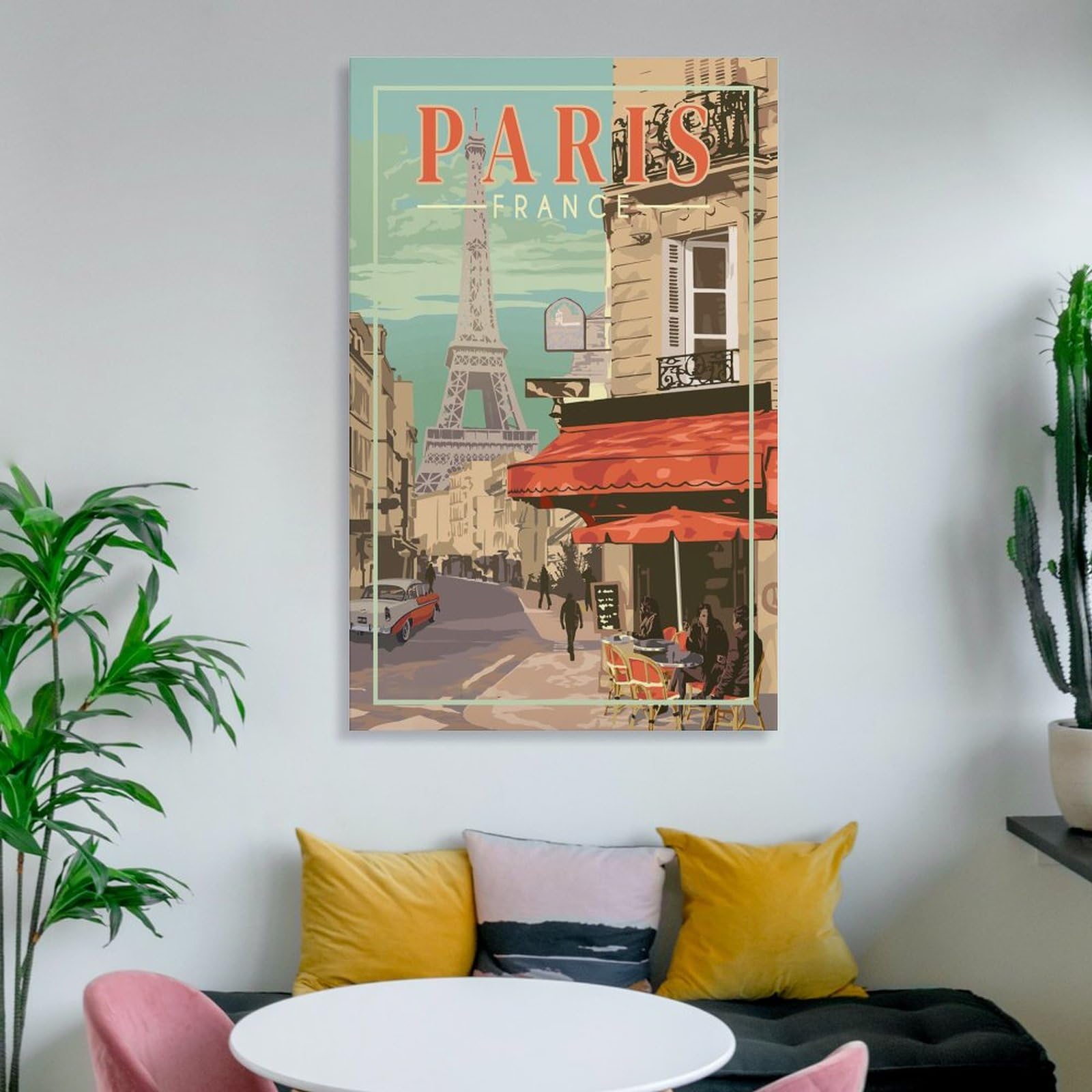 Poster vintage de voyage en France - Impression sur toile - Pour bureau, chambre à coucher - Décoration murale - 30 x 45 cm - Sans cadre