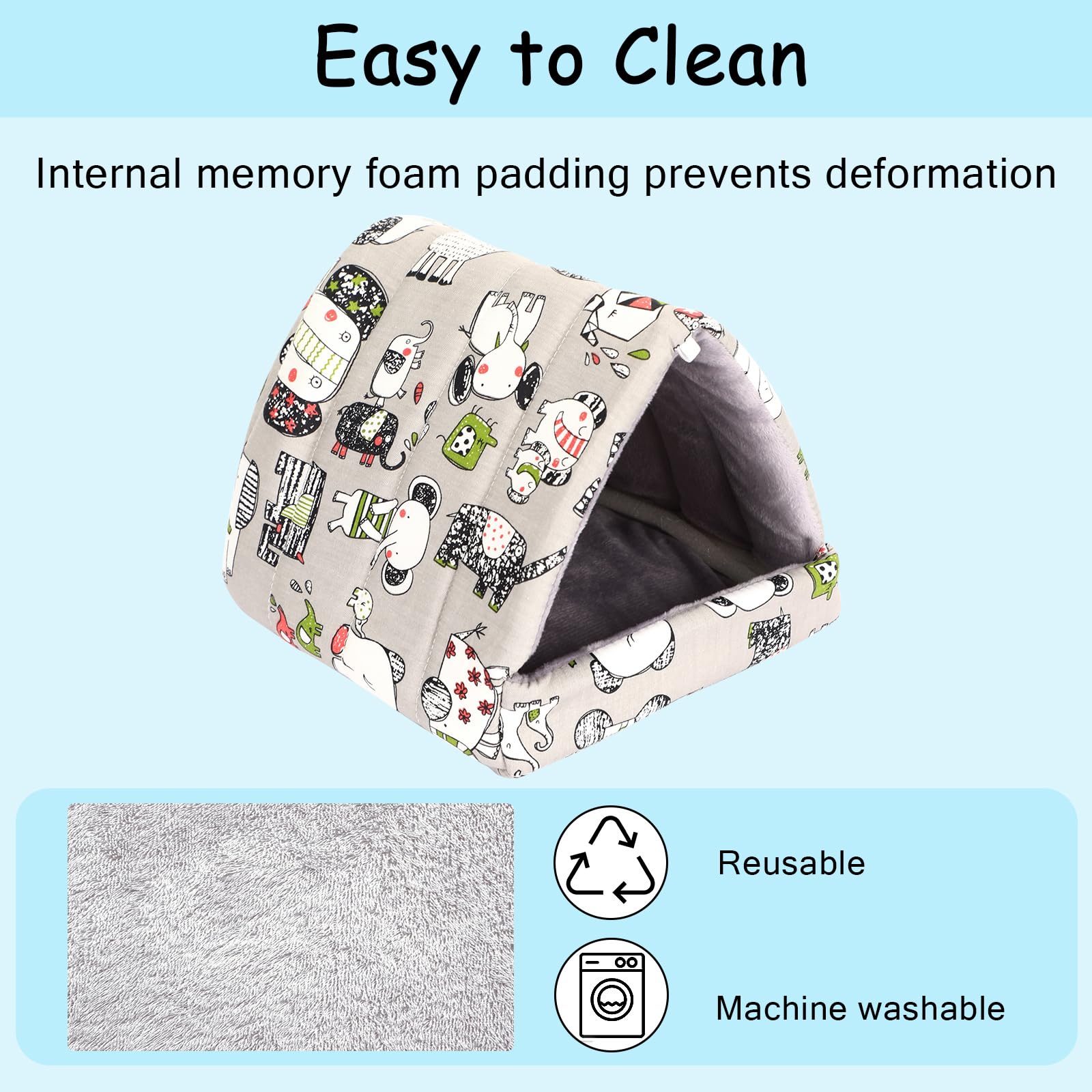 UPINS Guinea Pig Bed, Guinea Pig Hideaway for Small Pets Washable, for Pygmy Rabbits Chinchillas, Hamsters, Hedgehogs - Image 3