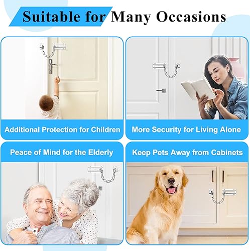 Miniatura 3 de INBOF Paquete de 2 cerraduras de cadena para puerta, cerradura de puerta de cadena premium, cadena gruesa con 12 tornillos, cerraduras de cadena de
