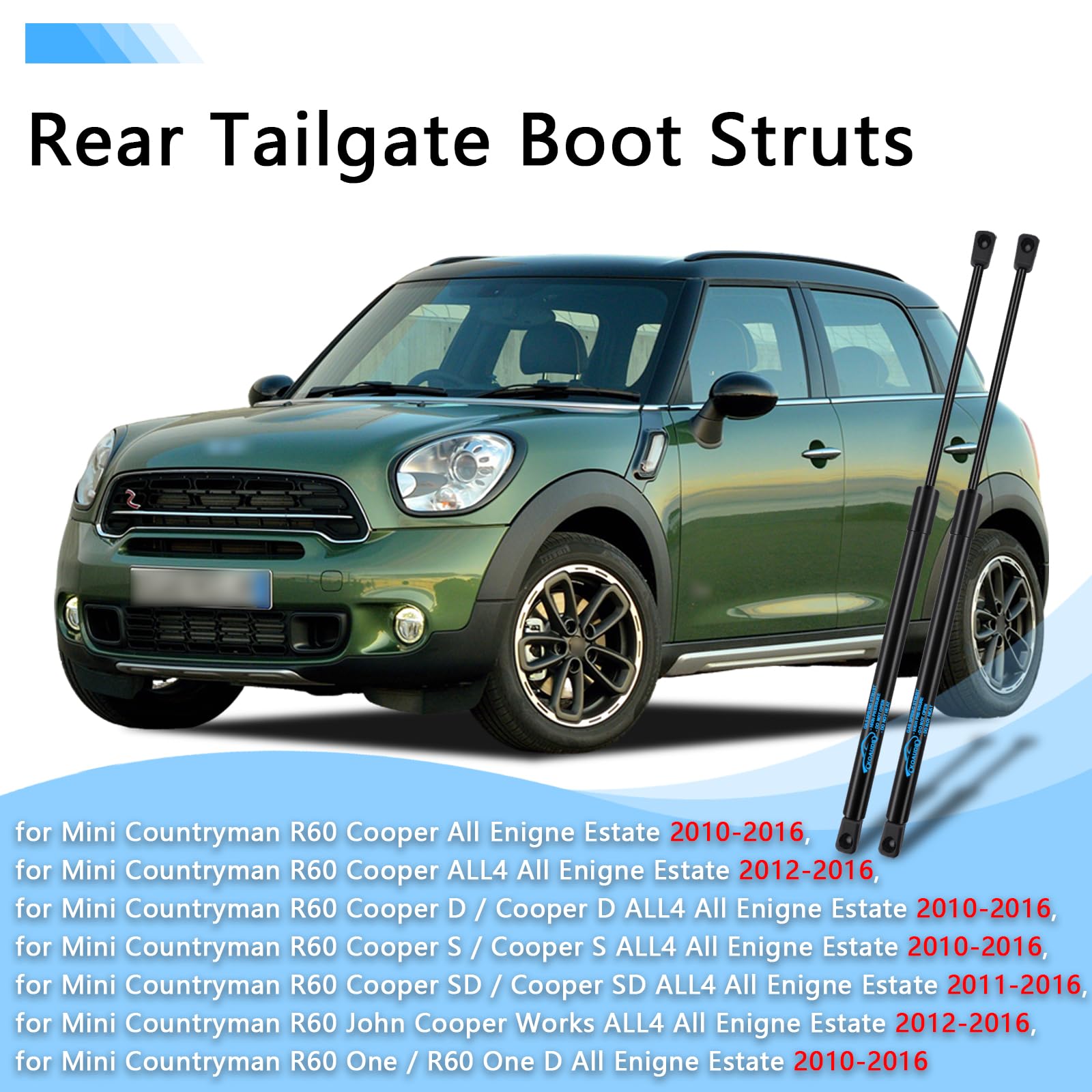 2x Amortiguador Maletero para Mini Countryman Cooper R60 All Enigne Estate 2010-2016, para Mini Countryman R60 One All Enigne Estate 2010-2016 Resorte de Gas Maletero para #51249801386 — view 2