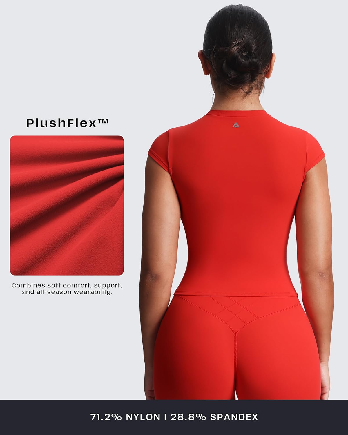 Aoxjox Women's Cap Sleeve T-Shirts Crew Neck Velura Ruched Tee Without Padded Workout PlushFlex™ Gym Yoga Crop Top - Image 6