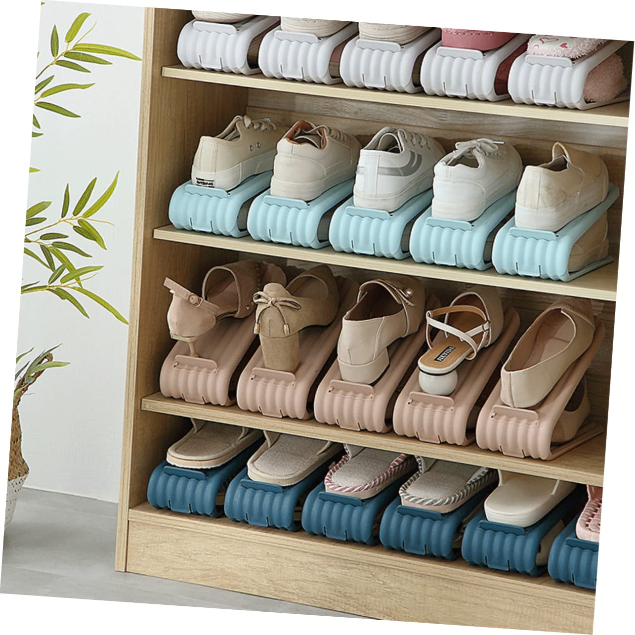 BUGUUYO Estante Para Zapatos De Plástico Organizador Multifuncional Diseño Simple Y Resistente Espacio Para Hogar Blanco