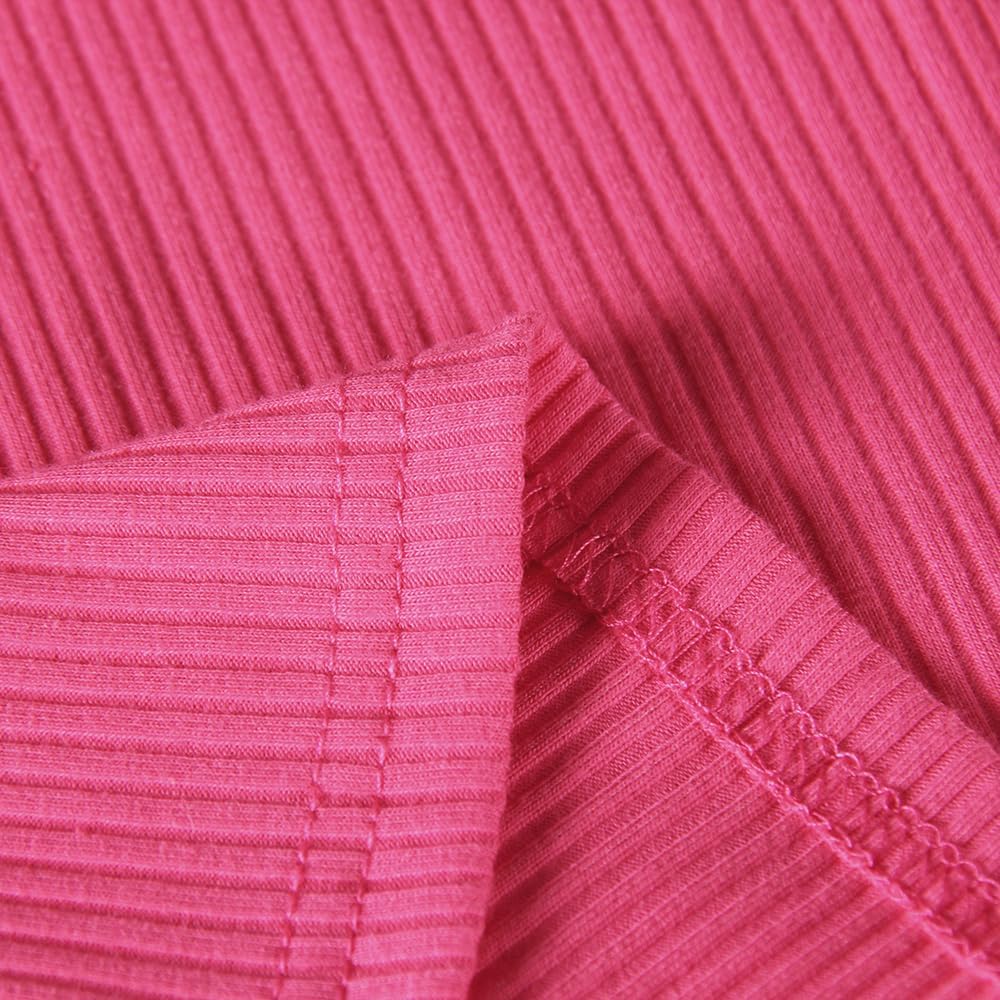 Roselux Women Long Sleeve Scoop Neck Ribbed Fitted Knit Shirt Basic T-Shirts - Image 5