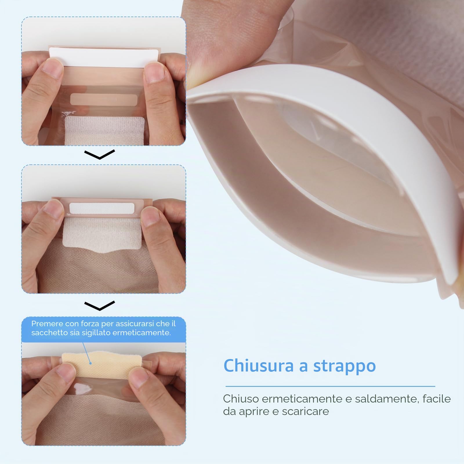 22 Pezzi Di Sacchetti per Colostomia, Sacche per Stomia a 2 Pezzi | 70 Mm Max, 16 Sacche per Stomia + 6 Barriere Cutanee, Sacchetti Drenanti a Due Pezzi Con Chiusura per La Cura Dello Stoma