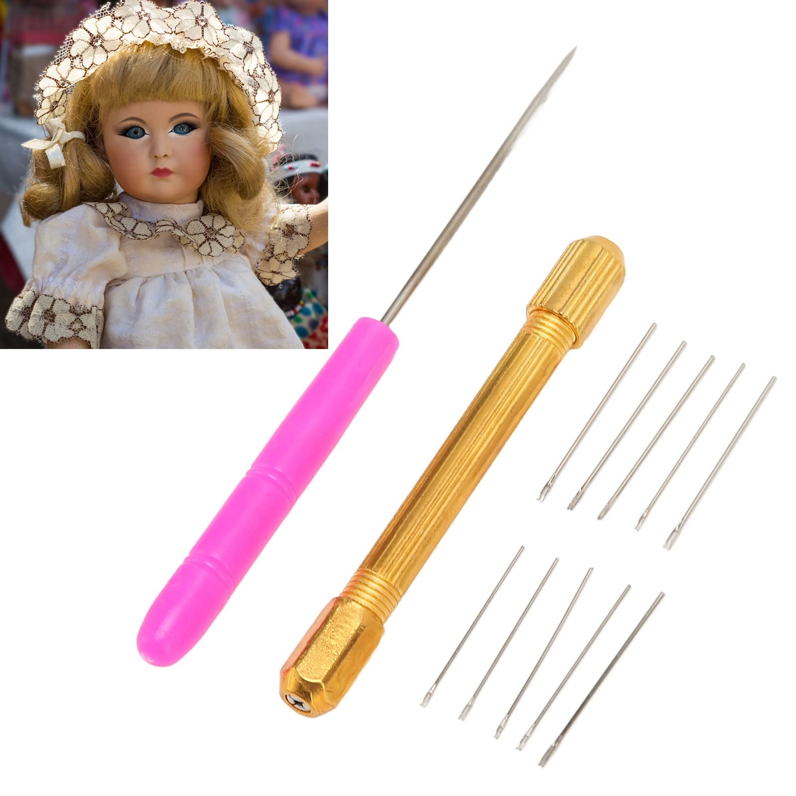 Portautensili per capelli per bambola kit con 10 aghi extra