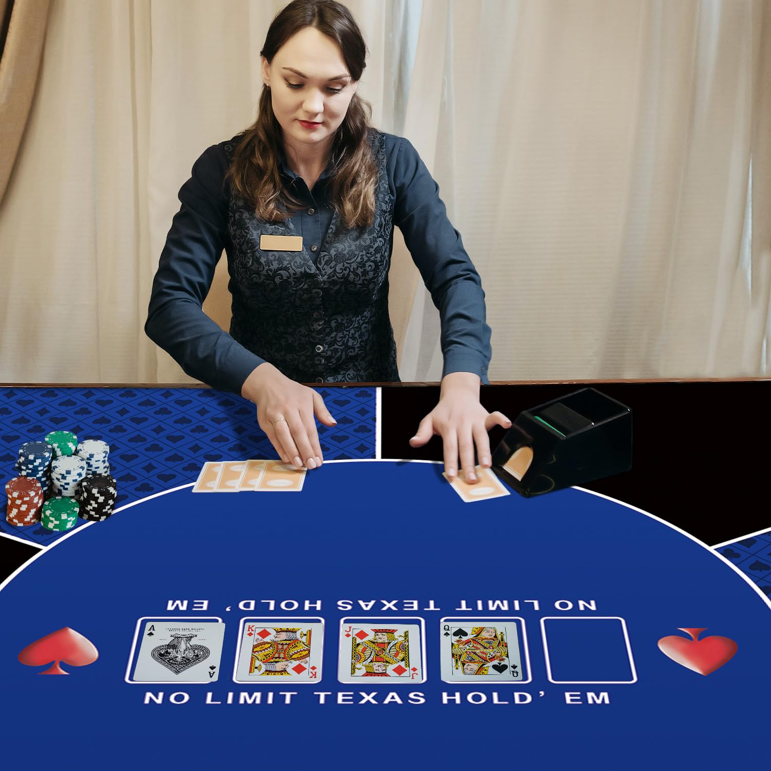 LaiEr 60/80/100/120/140/160cm Quadratische Poker Matte Texas Hold'em Poker Gummimatte Poker Topper für Tische Faltbare Tragbare Poker Tischplatte Layoutw für Poker Spiele Blackjack Casino(140 * 140cm)