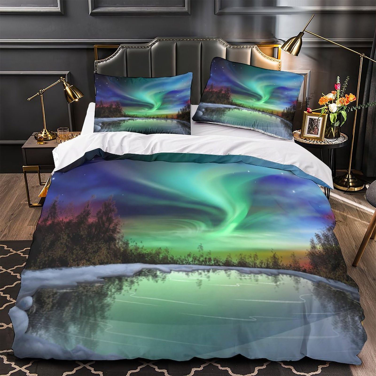 Parure de lit paysage marin nocturne 3D super king microfibre douce