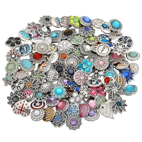 36Pcs Mixed Style Rhinestones Snaps Jewelry Charms Ginger Buttons 18/20Mm For Interchangeable Snaps Jewelry Making Women Teens Girls Diy Bracelets Necklaces Rings Brooch Accessories(Multi-Color) (36) #TOP11