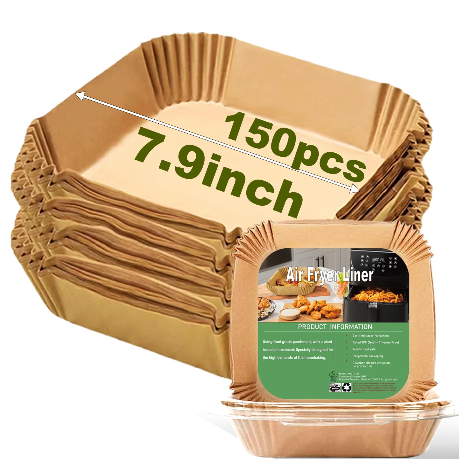 Air Fryer Disposable Paper Liner Square 7.9 Inches, Instant Pot Vortex Plus 4QT Air Fryer Liners, 120Pcs parchment paper liners for 3-6QT Air fryer, Baking Roasting Microwave