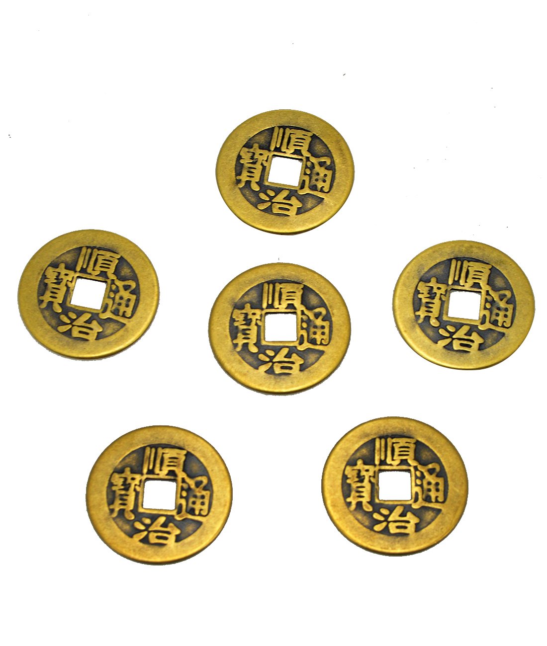 6pcs/Set Brass Chinese Feng Shui I Ching Divination Coins
