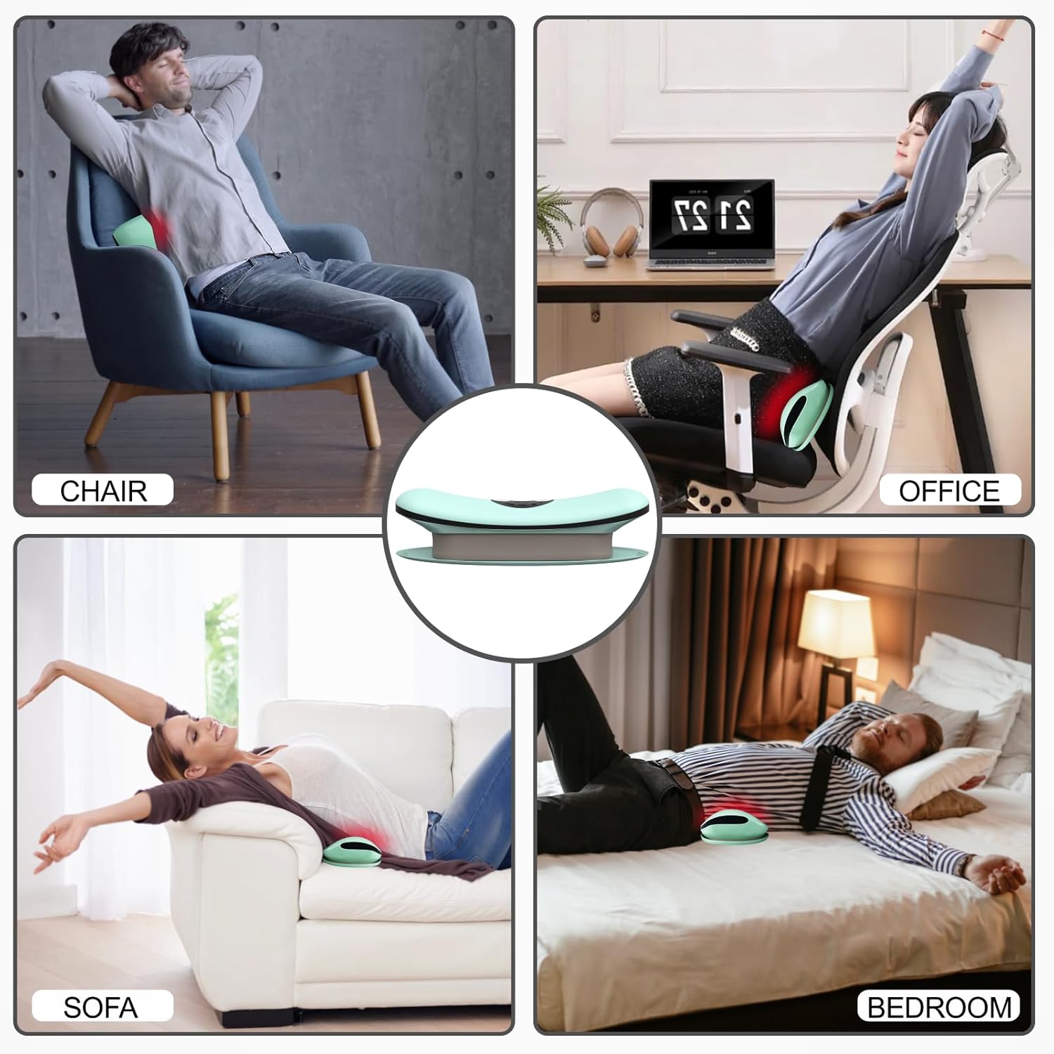 Lumbar Traction Device, Multifunctional Lower Back Traction Massager with 3-Level Vibration, Adjustable Heated Back Stretcher Relaxer with 26° Dynamic Airbag Traction Lifting, for Neck, Lumbar - Image 6