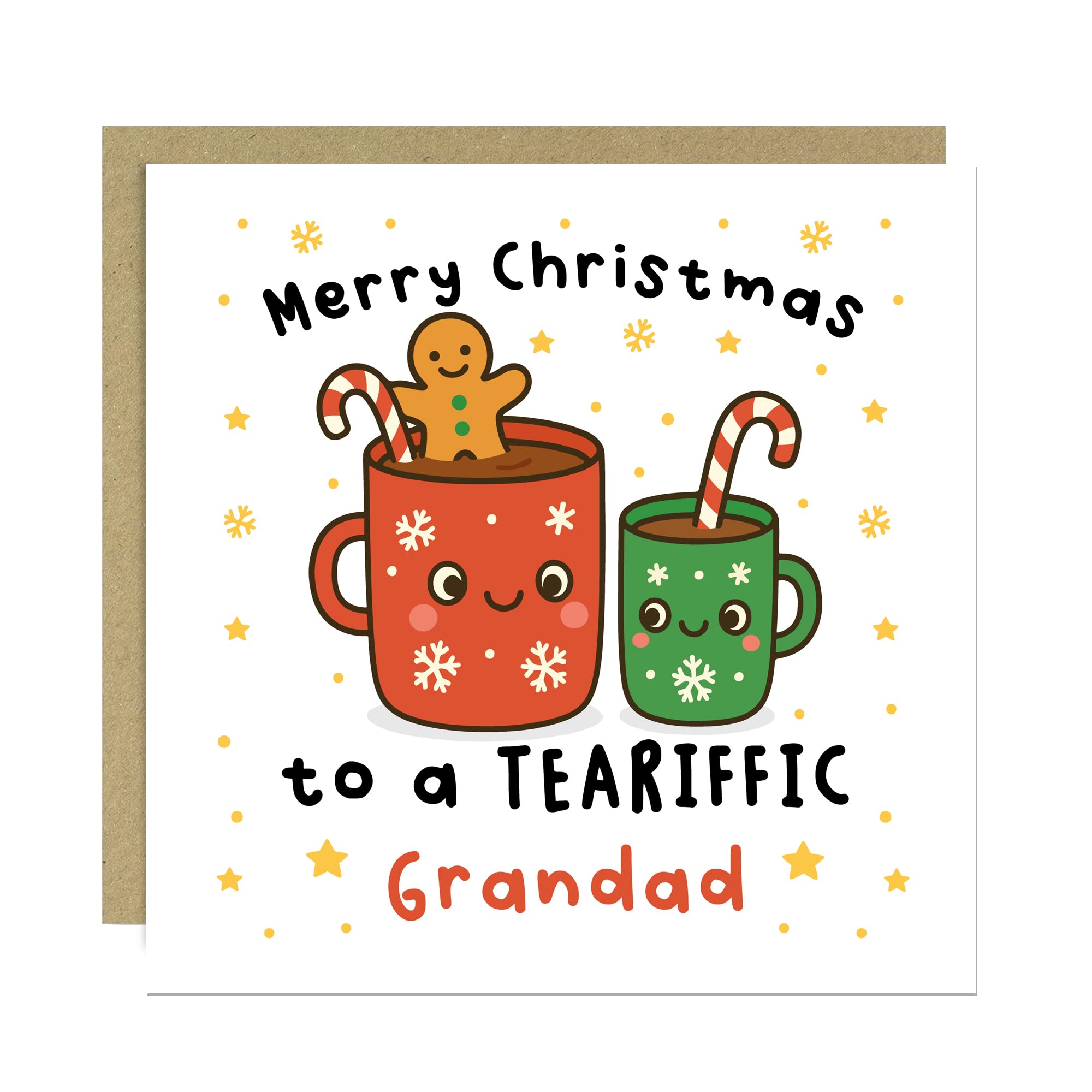 RED OCEAN Merry Christmas To A TEA RIFFIC Grandad Card With Kraft Envelope Card For Grandad Merry Christmas For Him From Granddaughter Grandson