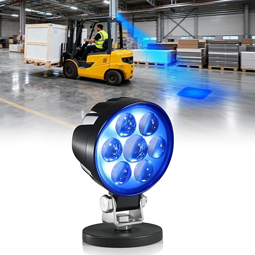 Miniatura 1 de Luz LED de seguridad para carretilla elevadora, luz azul con montaje magnético, voltaje ancho DC10-80V, impermeable IP68, carcasa de aluminio,