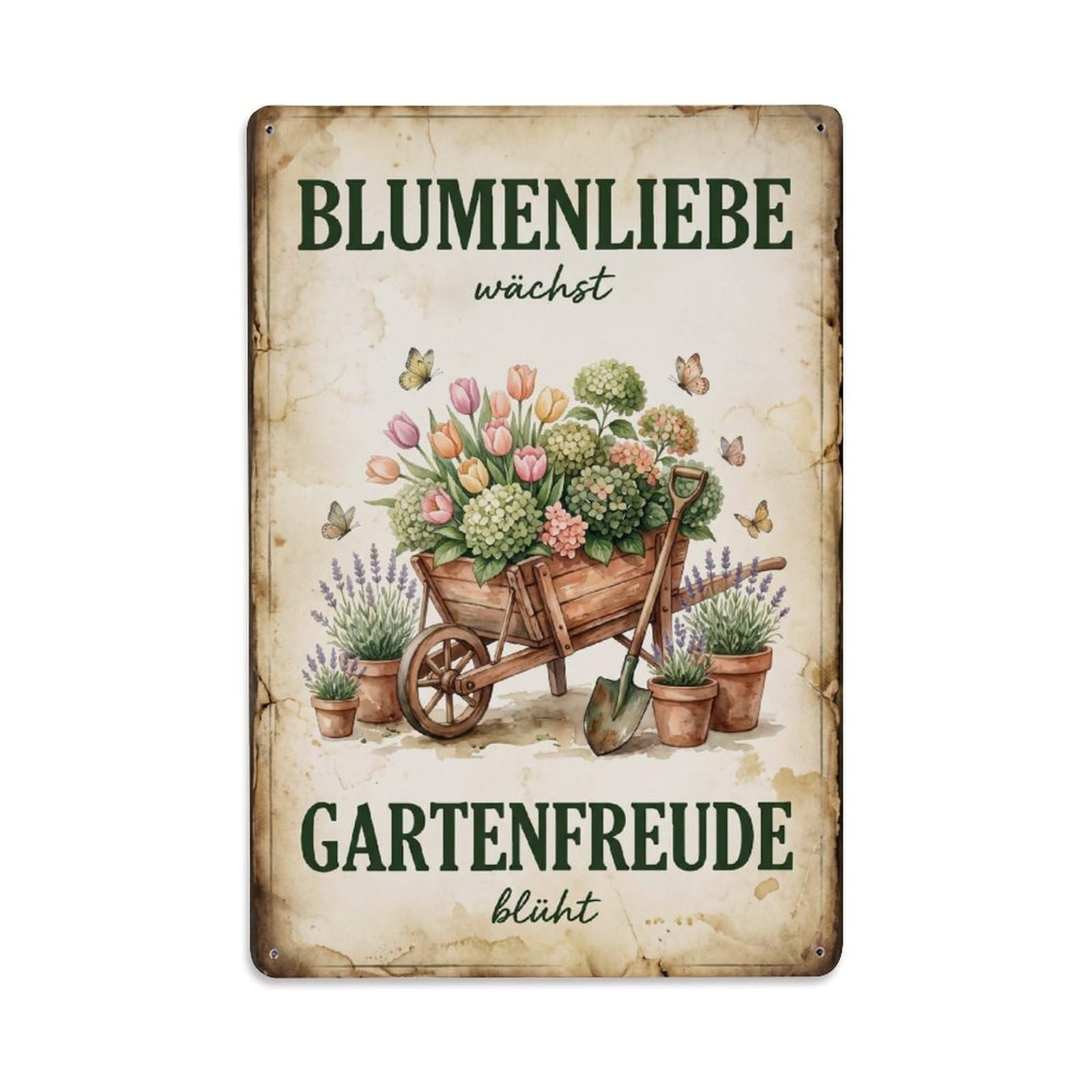 Vintage Funny Garden Love Growing Rustic Gate Organic Metal Tin Sign Plaque Wall Decor for Cafe, Club Bar, Office, Garden Metal Poster 8x12Inch