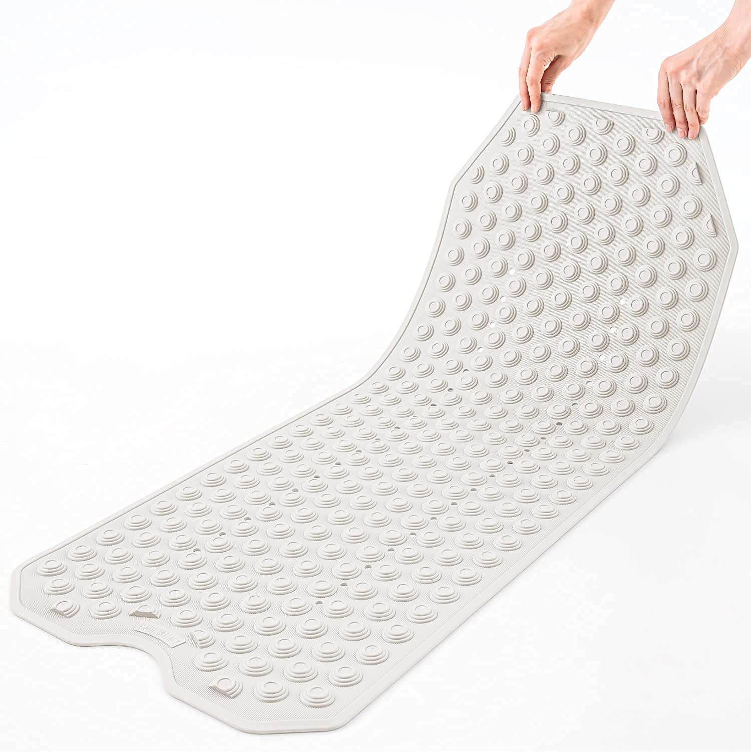Tatkraft Secure - Tappetino Vasca da Bagno Antiscivolo - qualità Italiana - 40x103cm - Lavabile in Lavatrice - Antimuffa - Tappeto Bagno in Gomma Naturale - Sicurezza per Anziani e Bambini - Bianco