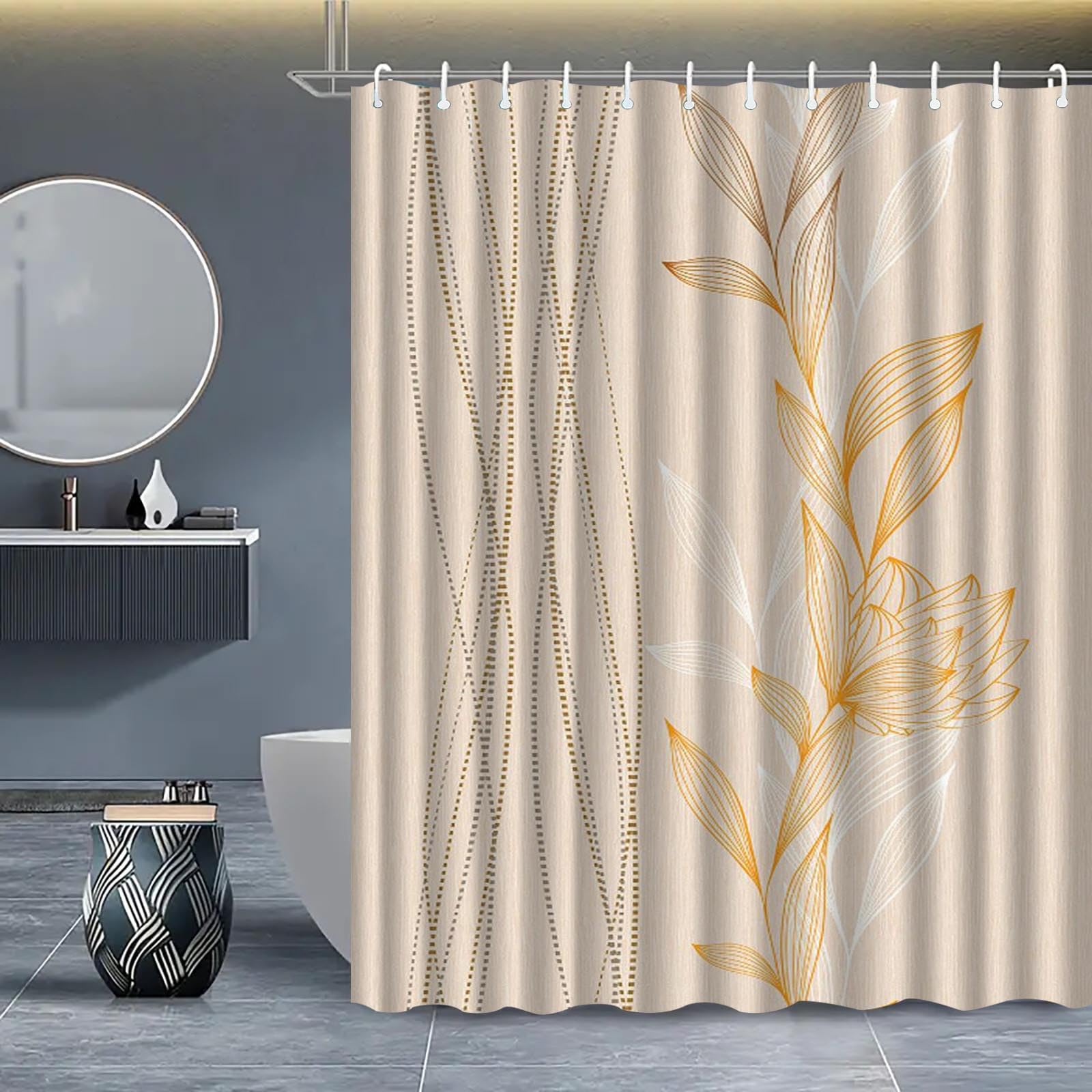 KELAIMI Abstract Striped Shower Curtain,Simple Modern Geometric Bathroom Curtain,Waterproof Luxury Bath Curtain with Hooks Style 7 180X180Cm