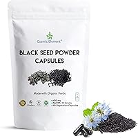 Vista 8 de Cosmic Element Cápsulas de polvo de semillas negras 100% puras orgánicas – Vegana Nigella Sativa 450 mg de semillas de comino negro por porción