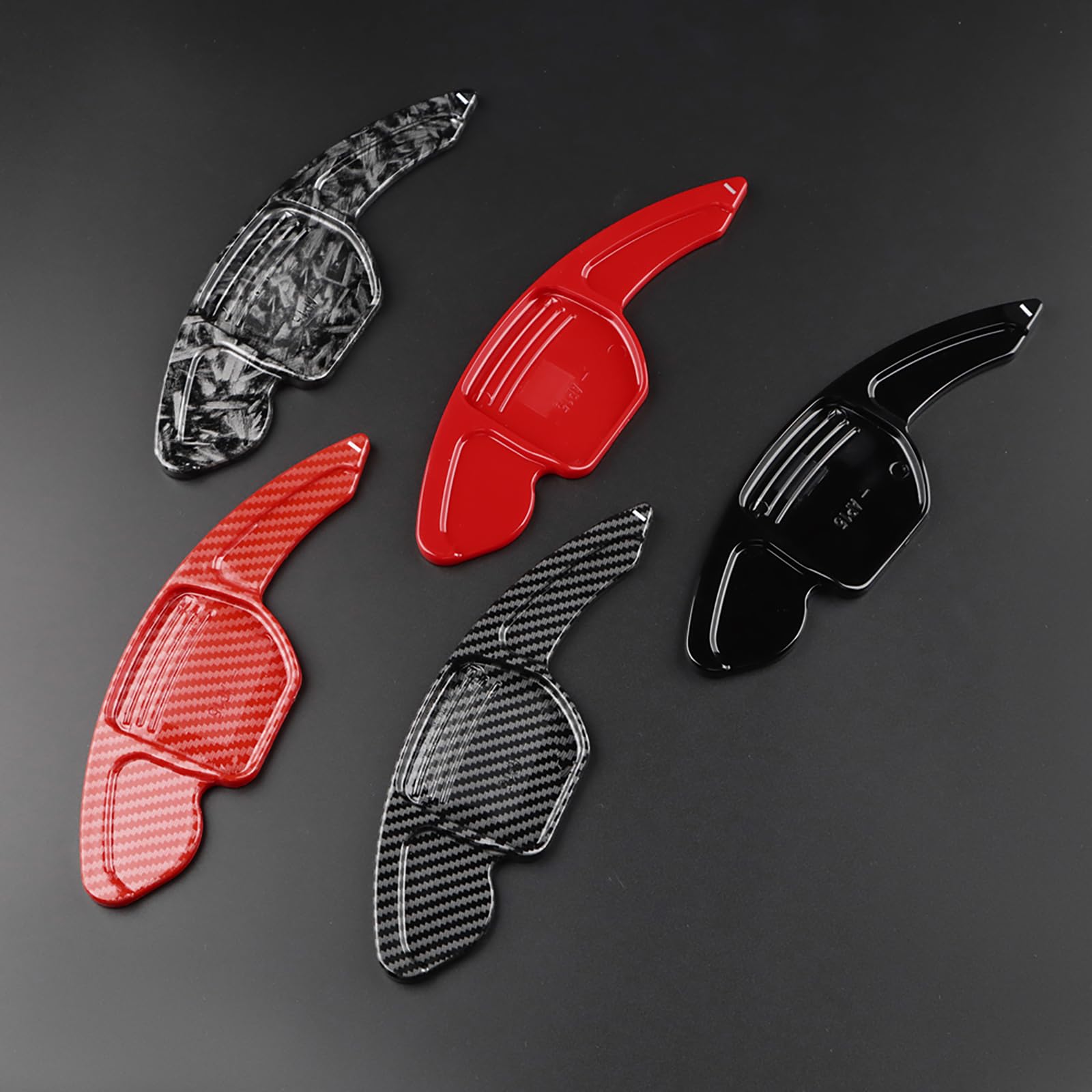 KUNGKIC Volant ABS avec palettes de changement de vitesse, pour Audi 2013-2016 A3 A4 A6, A8 2011-2017 Pièces d'accessoires d'intérieur 2 PCS (Noir motif carbone soudé)