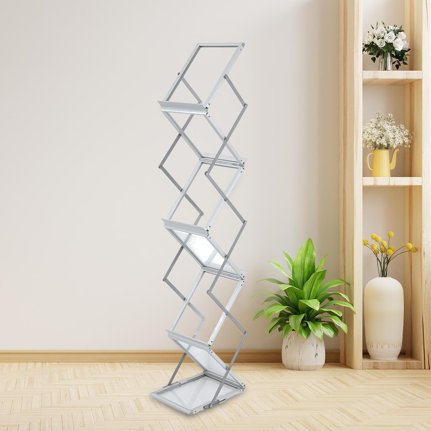 折りたたみマガジンラック ポップアップ収納ラック ホームデコレーション パンフレットディスプレイスタンド 文学ラック 書店 ホテル