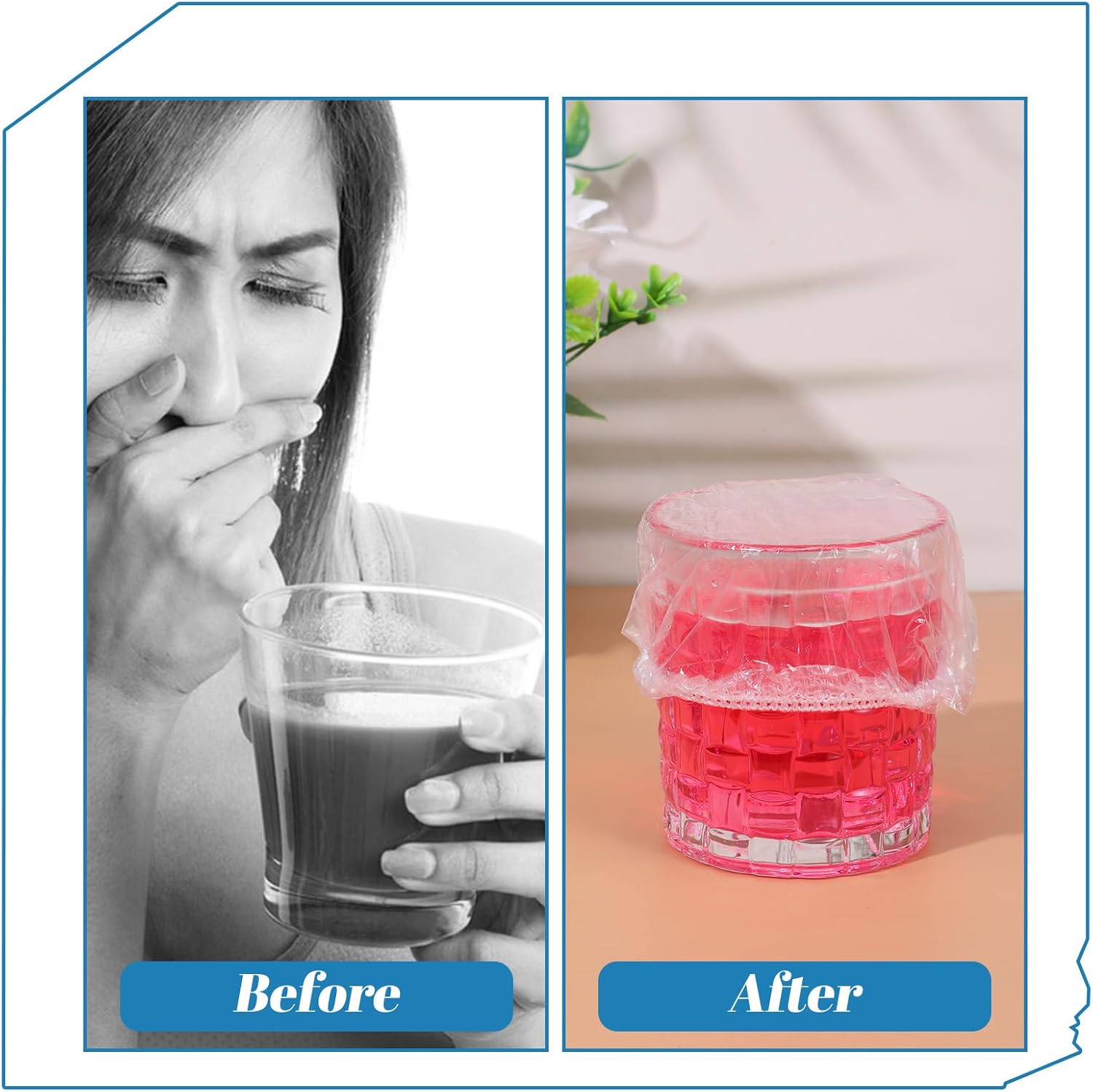 80Pcs Disposable Drink Covers Bulk Scrunchie Plastic Covers, Safety Wine Glass Cover Fit Most Cup Sizes Drink Protector for Wine Beverage Bar Club Banquet Party Supplies