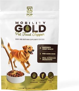 Pup Shield Mobility Gold Dog Broth Powder: Hip & Joint Superfood with Glucosamine, Chondroitin - Beef Liver Gravy Topper for Dry Food, 30 Scoops