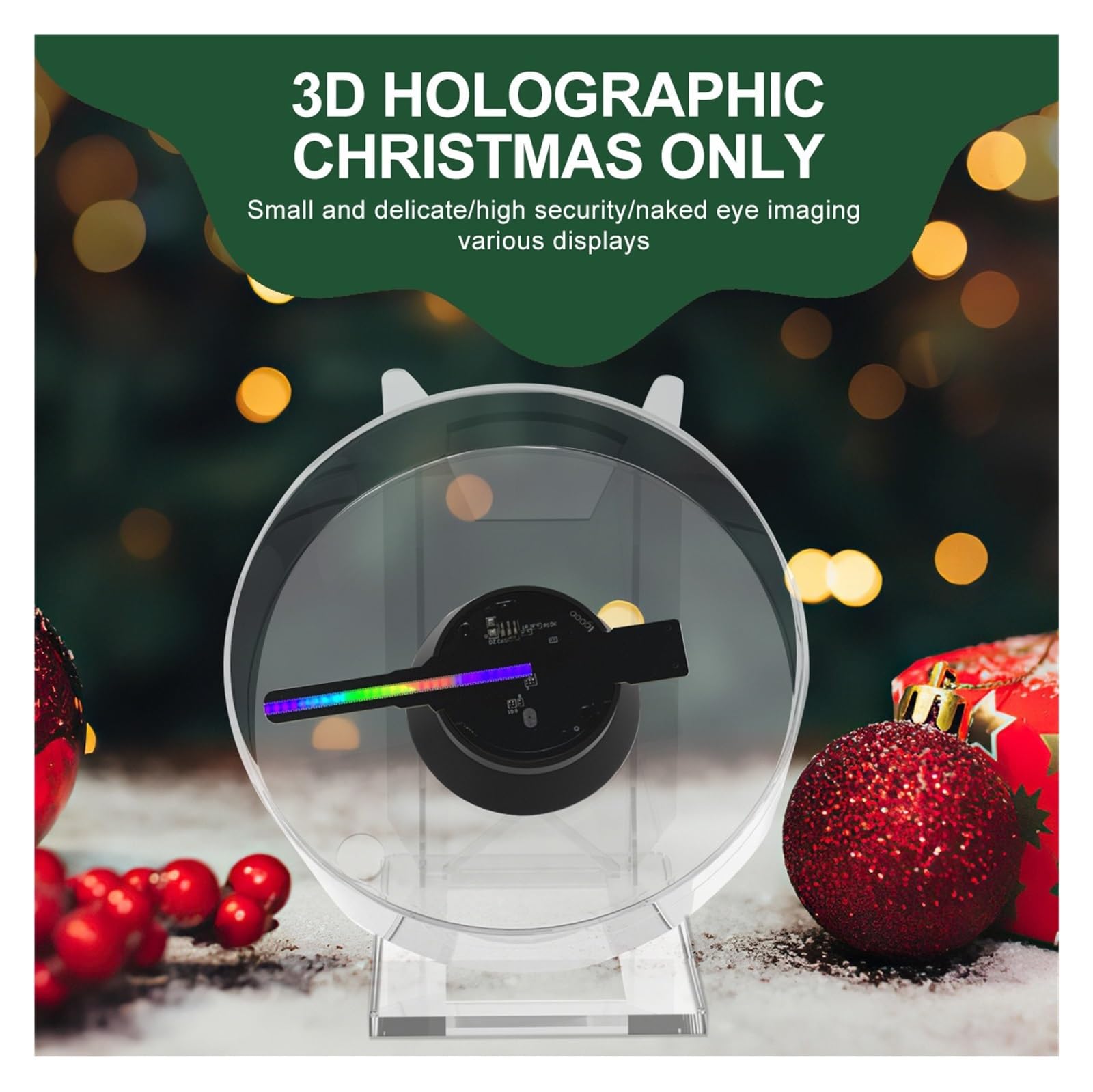 Ventilatore con ologramma 3D Proiettore Olografico 3D Con Telecomando, Ventilatore Da Tavolo, Luci Pubblicitarie Con Gioco, Ventilatore Olografico Con Copertura Trasparente per insegne di negozi azien
