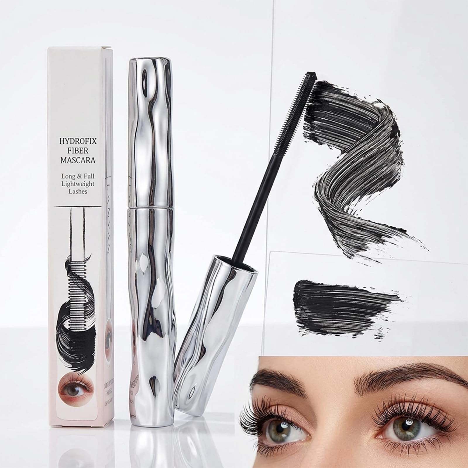 Waterproof Fibre Mascara,Tubular Eyelash Primer,Metal Wand for Lengthening and Curling, Smudge-Resistant Formula for Defined Lashes (1) - 4