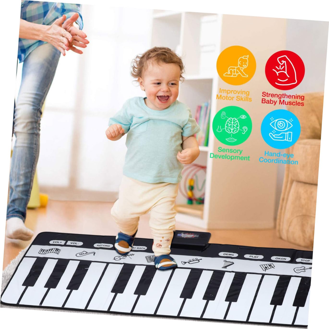 Tappeto Musicale Pianoforte 180x72 Cm 1 Pezzo Bianco