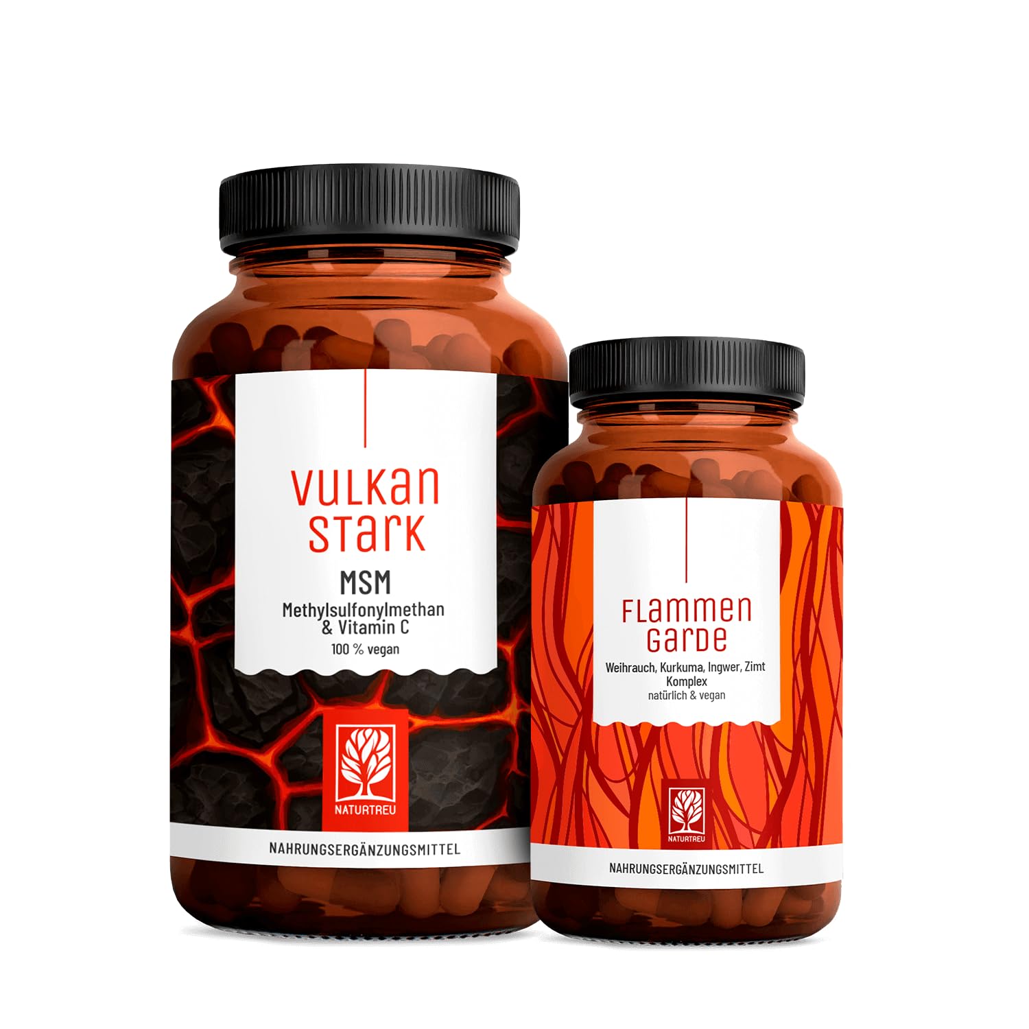 Weihrauch Kurkuma Ingwer Kapseln Hochdosiert - 500mg Boswelliasäure, 400mg Curcumin, Zimt, Gingerol & Piperin - Ohne chemische Entzündungshemmer oder Gelenkkapseln (Flammengarde & Vulkanstark)