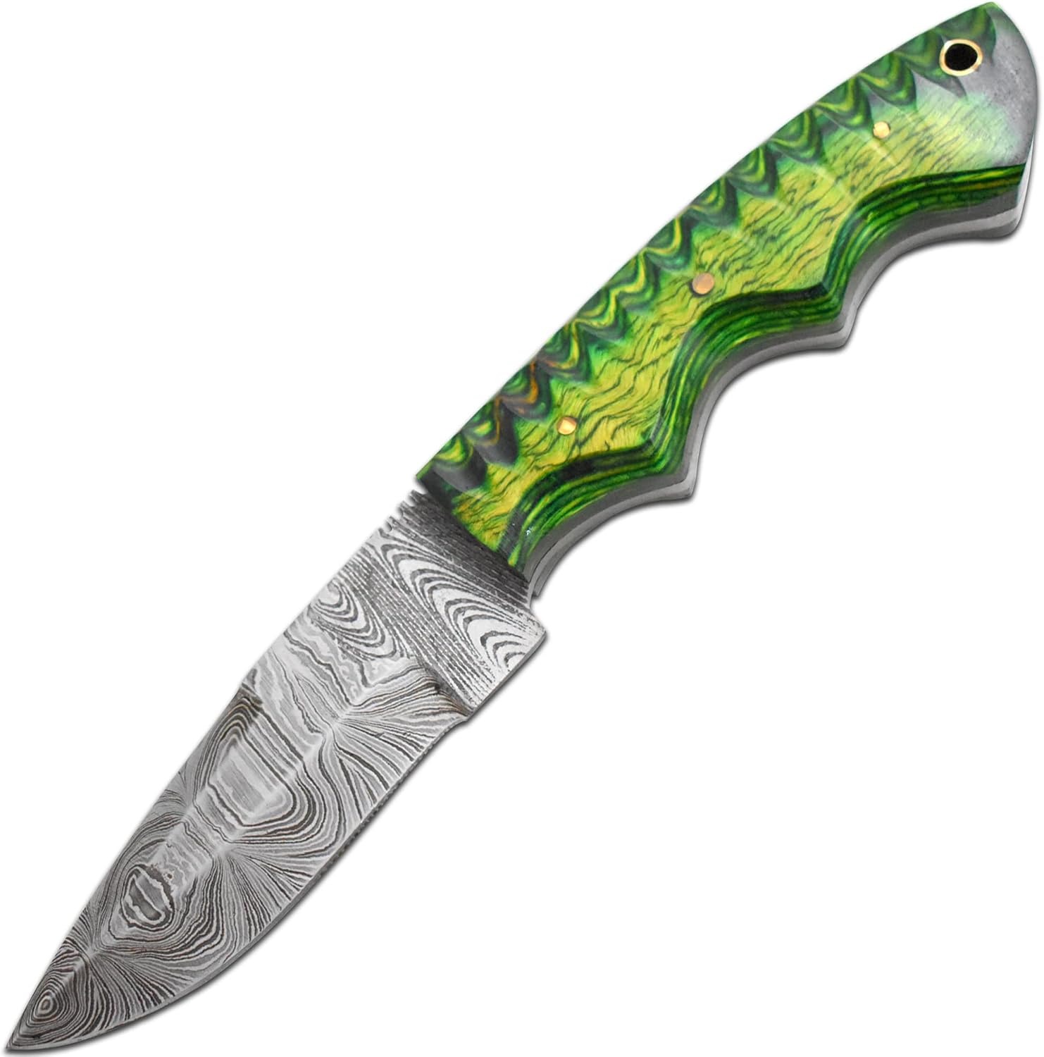 Handmade Real-Damascus Steel Fixed-Blade Hunting Skining Knife (503)