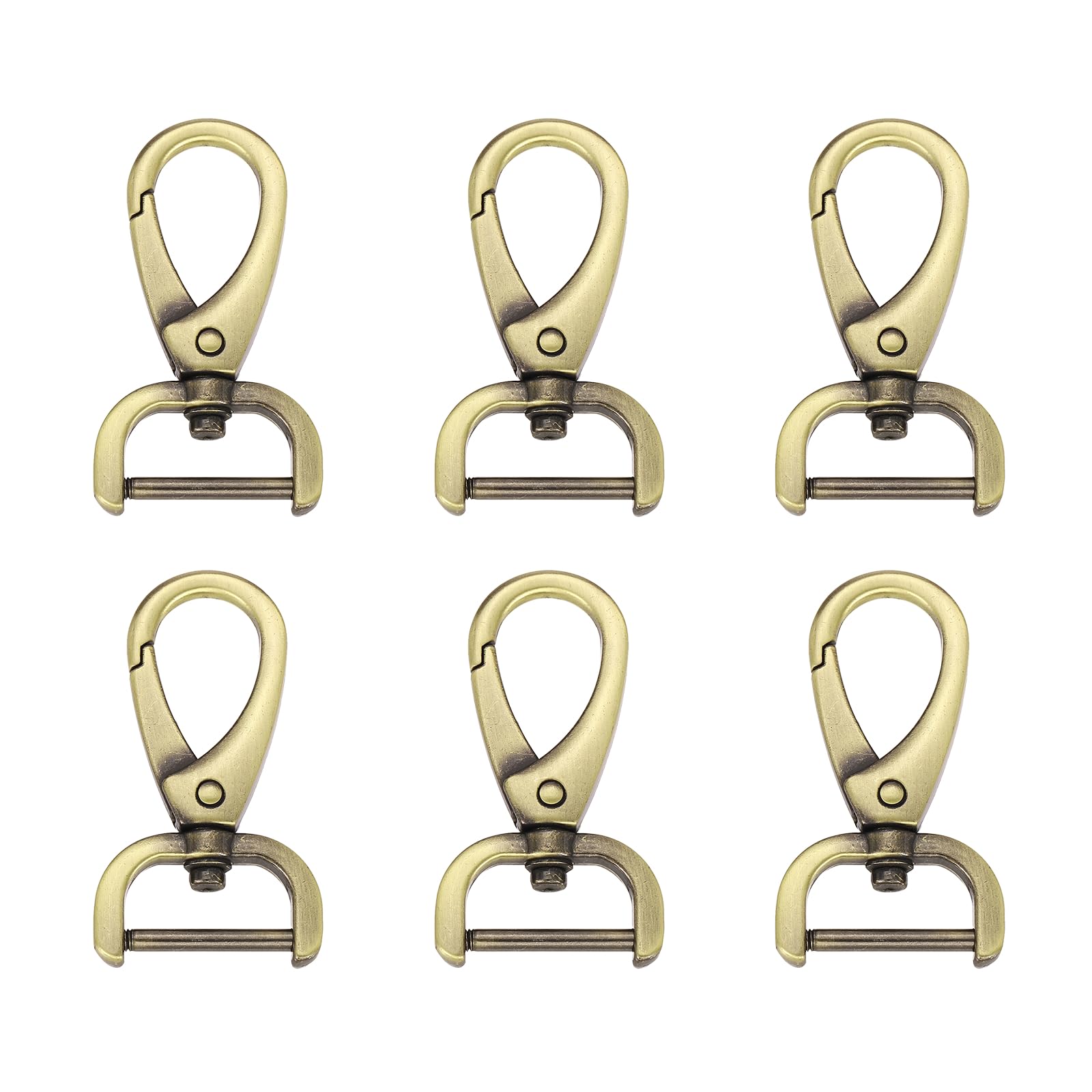 sourcing map 6pcs Detachable Snap Swivel Hook Clasp 3/4" (20mm) Zinc Alloy Lobster Claw Clasps for Keychain Lanyard Purse DIY Purse Strap, Light Brown