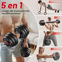 Vista 2 de Adjustable dumbbell set,20/35/45/55/70/90lbs Free Weights set with upgraded nut, 5 in 1 Weight Set Used as Kettlebells, Barbell, Push up Stand