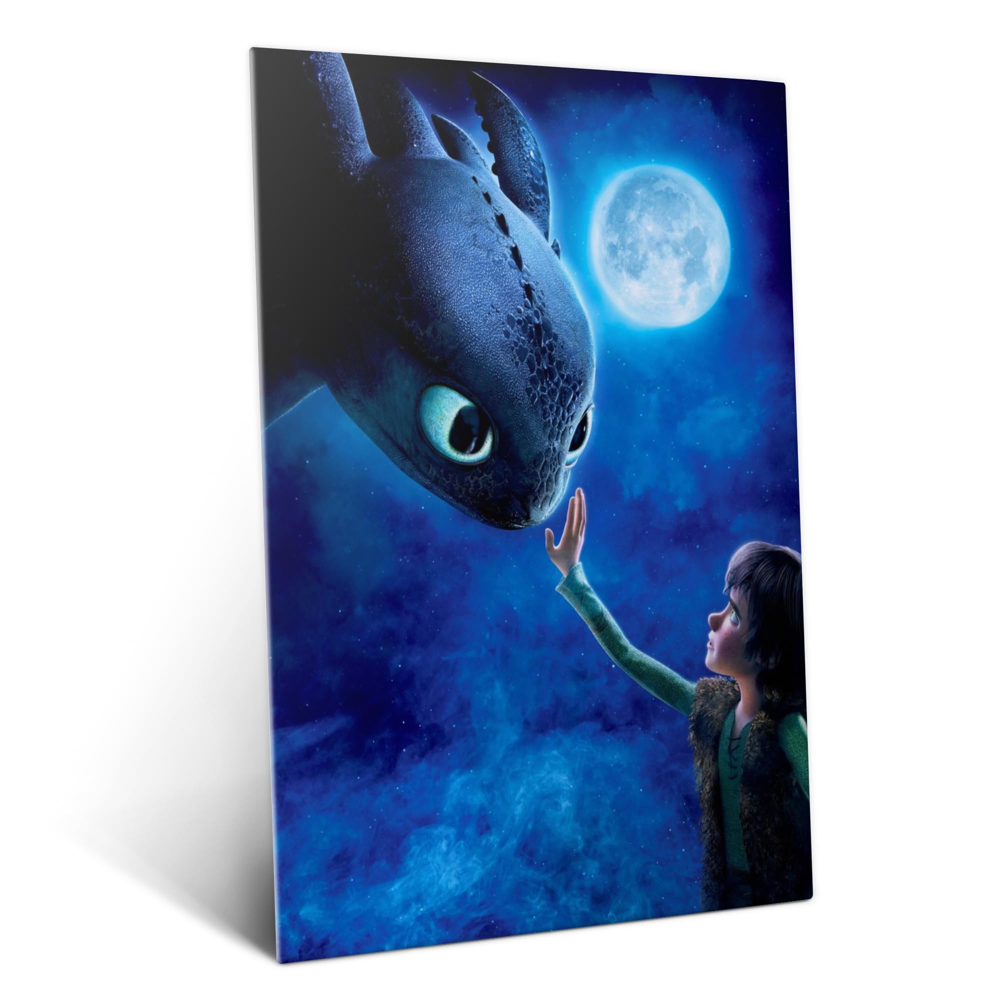 Displate Metall poster How To Train Your Dragon Meeting the Night Größe M | Bilder Wanddeko Wohnzimmer & Schlafzimmer Wandbilder, Geschenk. Wandkunst mit Magnet-Befestigung, ohne Bohren.
