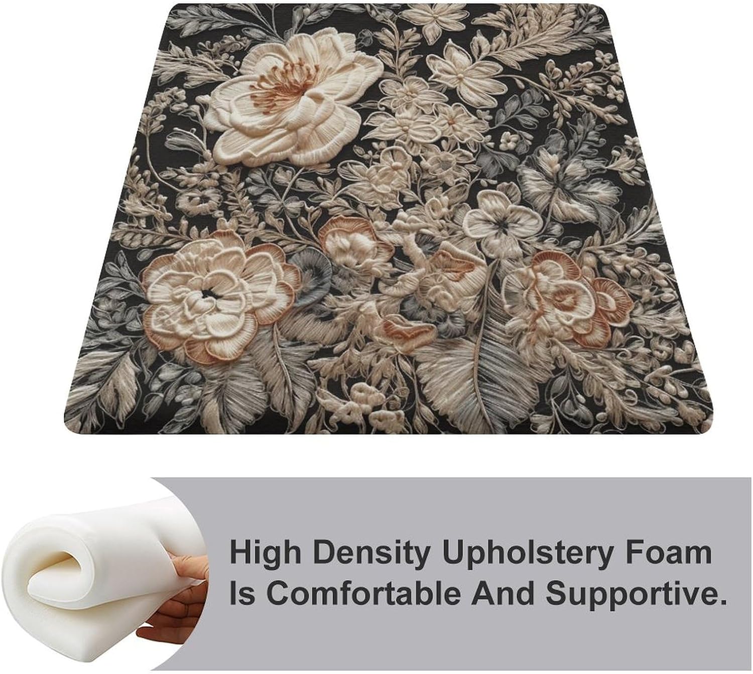 Lace Embroidery Floral Degrees of Comfort Meditation Floor Pillow, Square Large Pillows Seating for Adults, Tufted Corduroy Cushions for Outdoor Yoga Tatami Fireplace Living Room 15x15 Inch