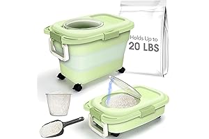 Dog Food Storage Bin, Airtight Pet Food Container with Wheels Lid Scoop...