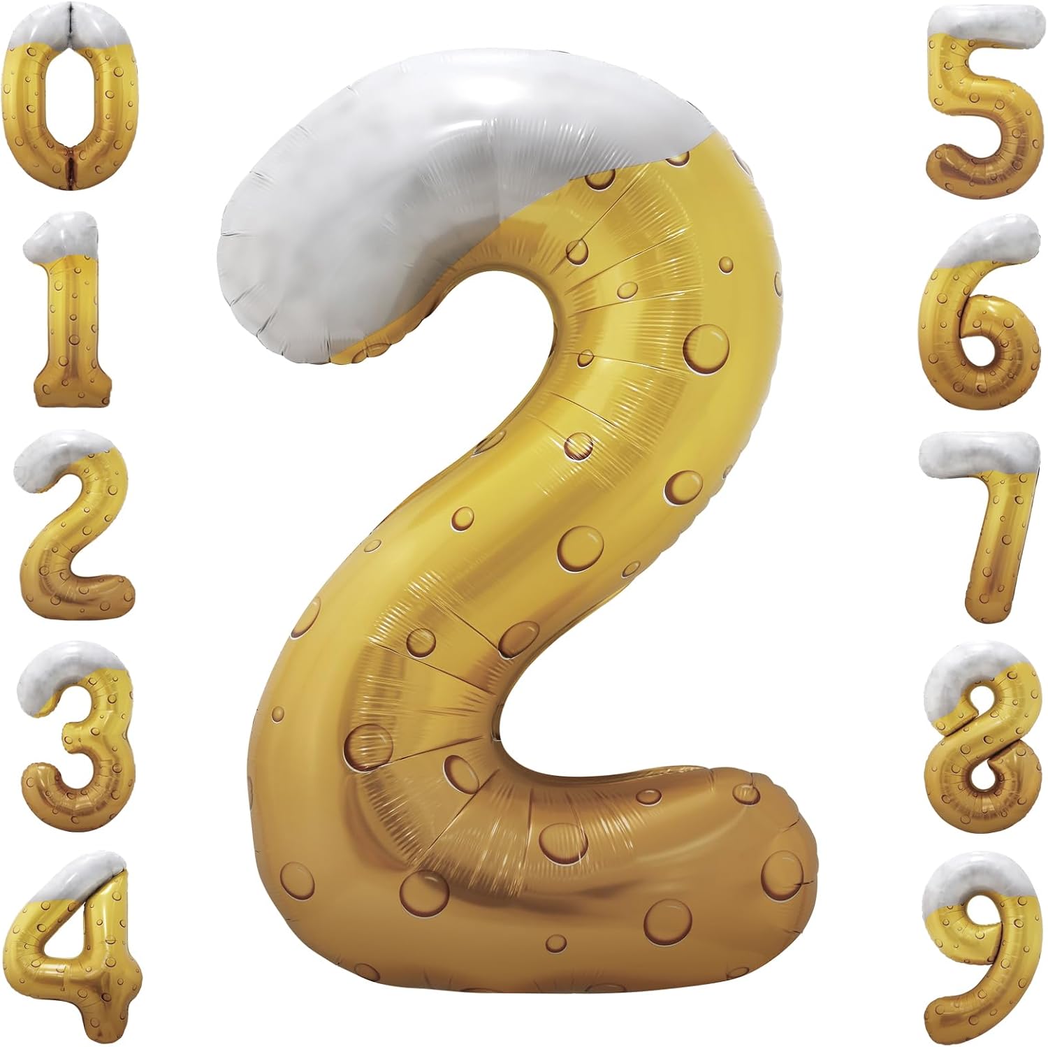 Beer Balloons 40 Inch Funny Birthday Number Balloon Cheers to 21 Years Beer Birthday Decorations for Men Number 2