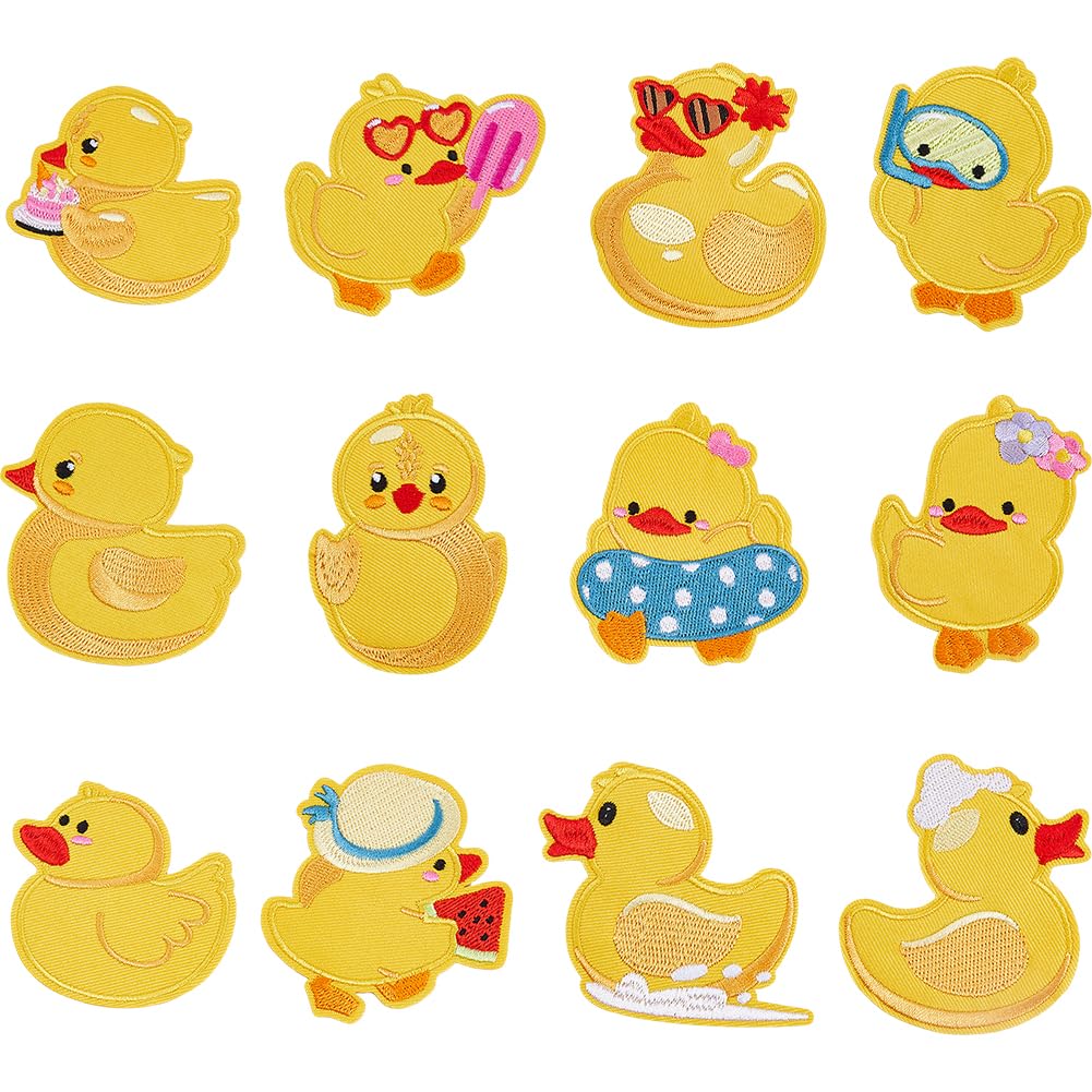 Photo 1 of DICOSMETIC 12Pcs 12 Styles Yellow Duck Patch Bulk Animal Iron on Patches Cute Duck Embroidered Patches Polyester Embroidered Applique Sew on for Clothes Jeans Jacket Hat Dress Accessories
