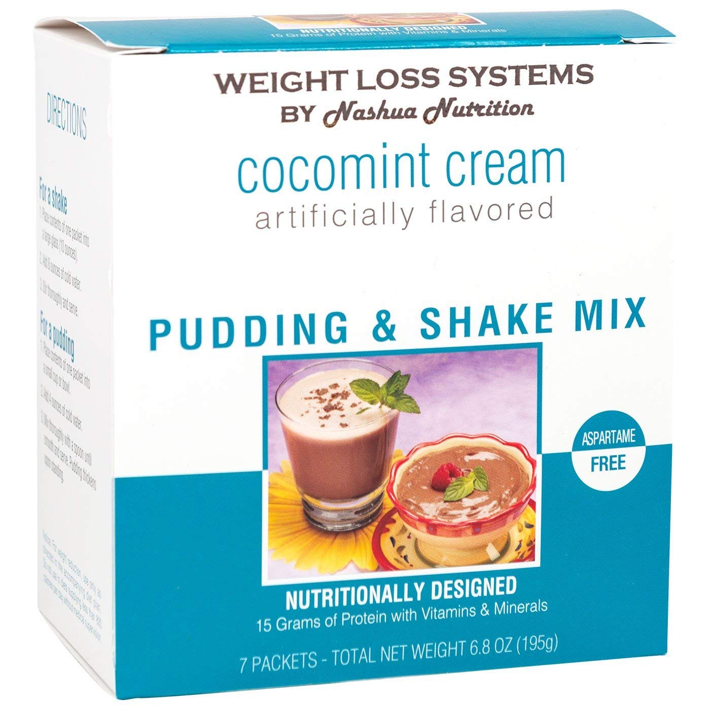 Weight Loss Systems Pudding and Shake Aspartame Free - Chocolate Mint (7/Box) - High Protein - Low Calorie - Low Fat - Low Carb